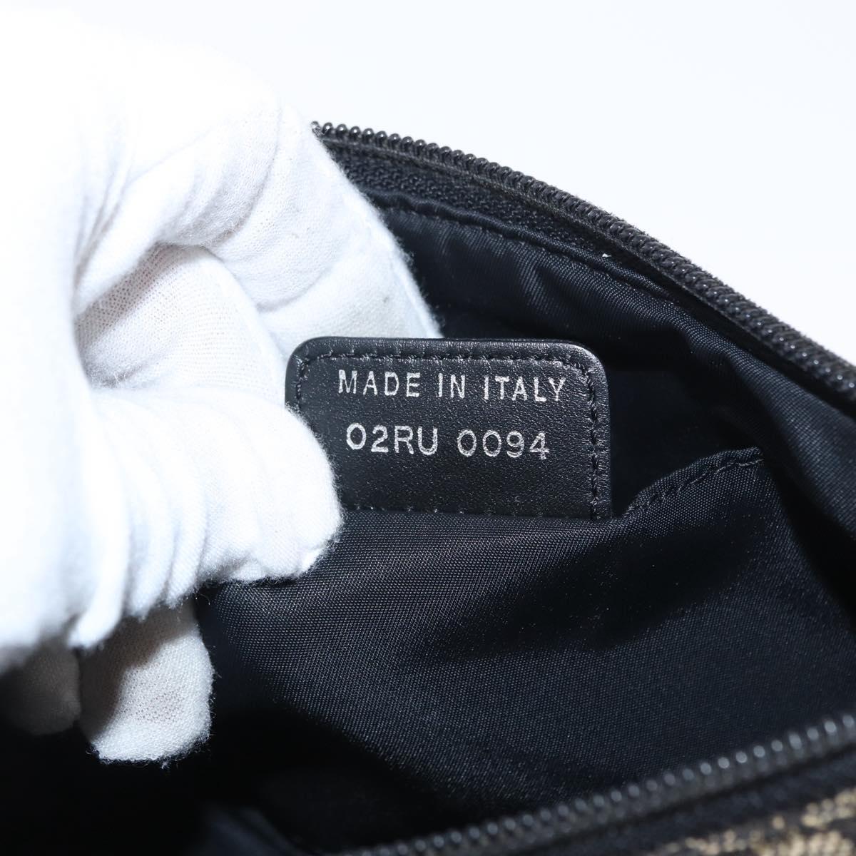 Christian Dior Trotter Canvas Accessory Pouch Black Silver Auth 156059