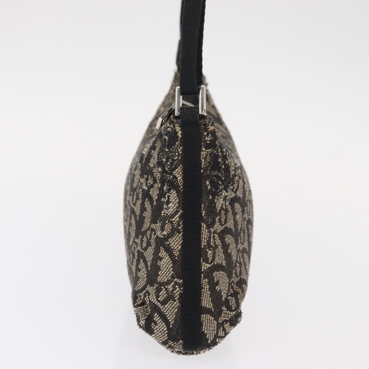 Christian Dior Trotter Canvas Accessory Pouch Black Silver Auth 156059