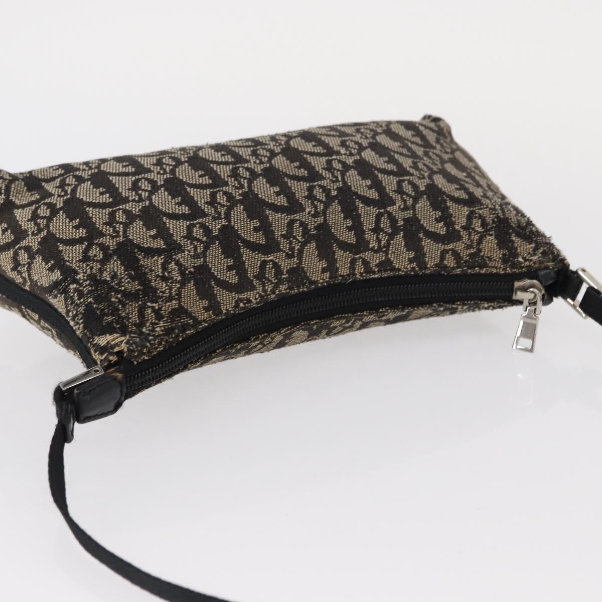 Christian Dior Trotter Canvas Accessory Pouch Black Silver Auth 156059