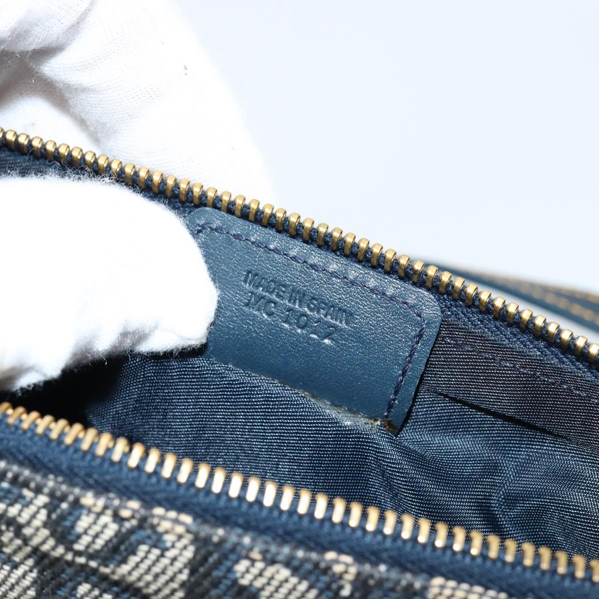 Christian Dior Trotter Canvas Saddle Accessory Pouch Navy Gold Auth 156060