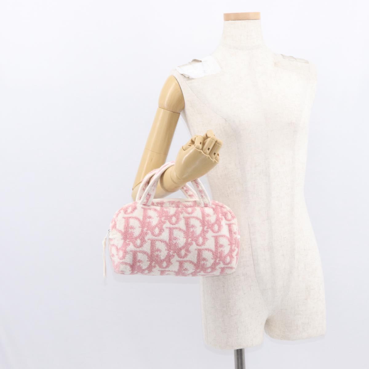 Christian Dior Trotter Canvas Hand Bag Pile Pink Auth 156061