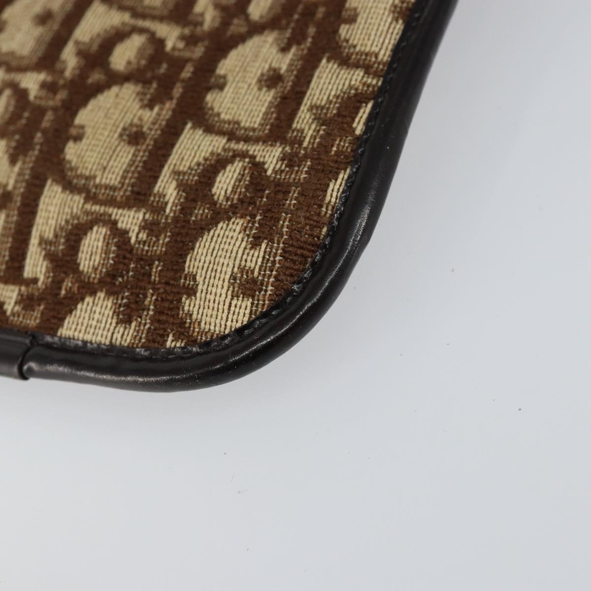 Christian Dior Trotter Canvas Pouch Beige Gold Auth 156062