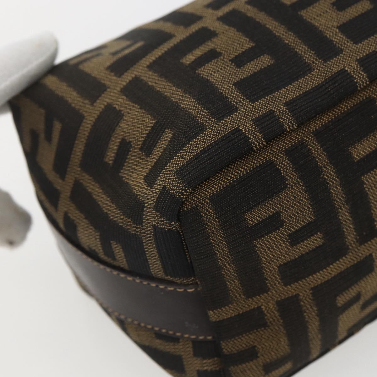 FENDI Zucca Canvas Vanity Hand Bag Black Brown gold Auth 156064