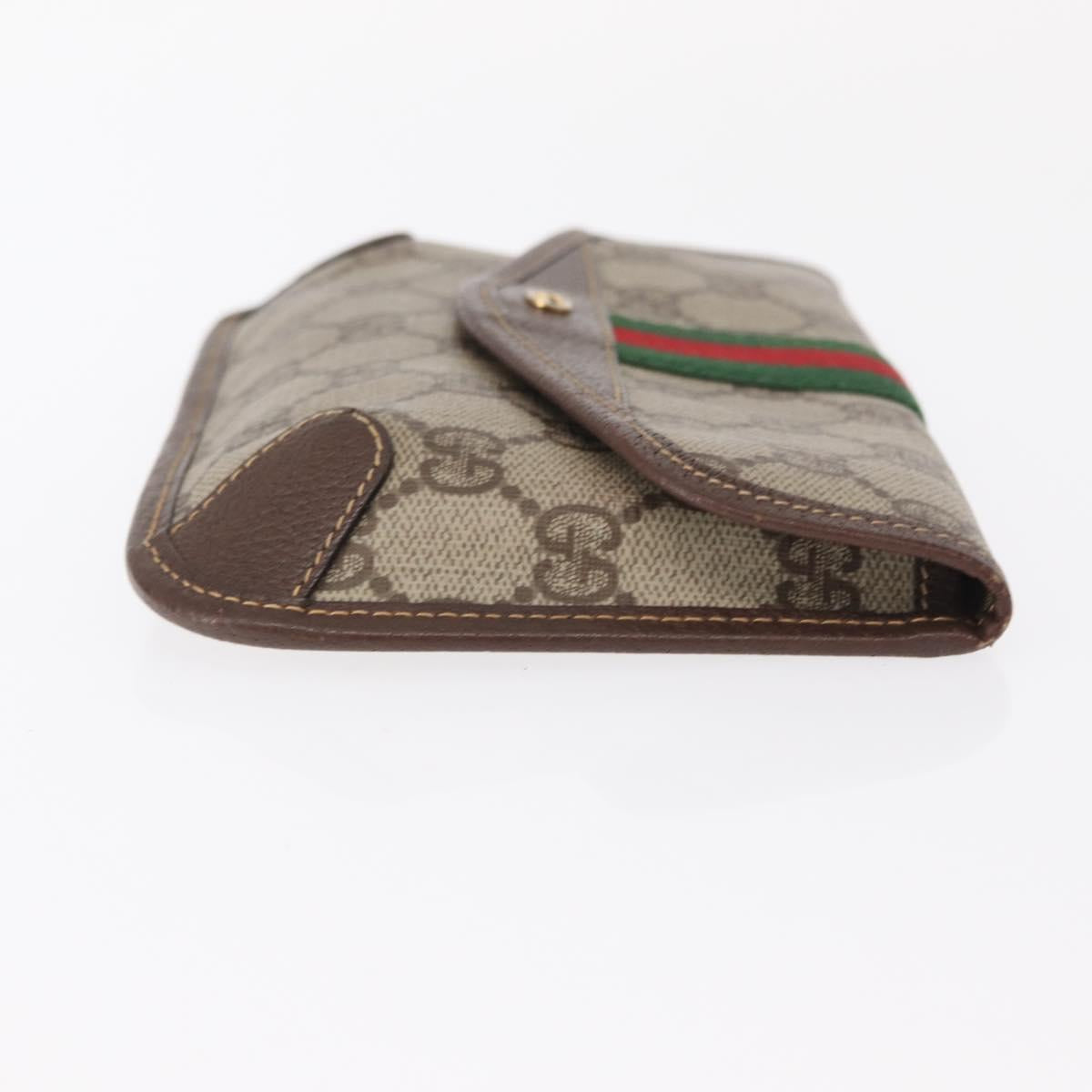 GUCCI Web Sherry Line GG Supreme Pouch PVC Beige Gold 014 14 5205 Auth 156065