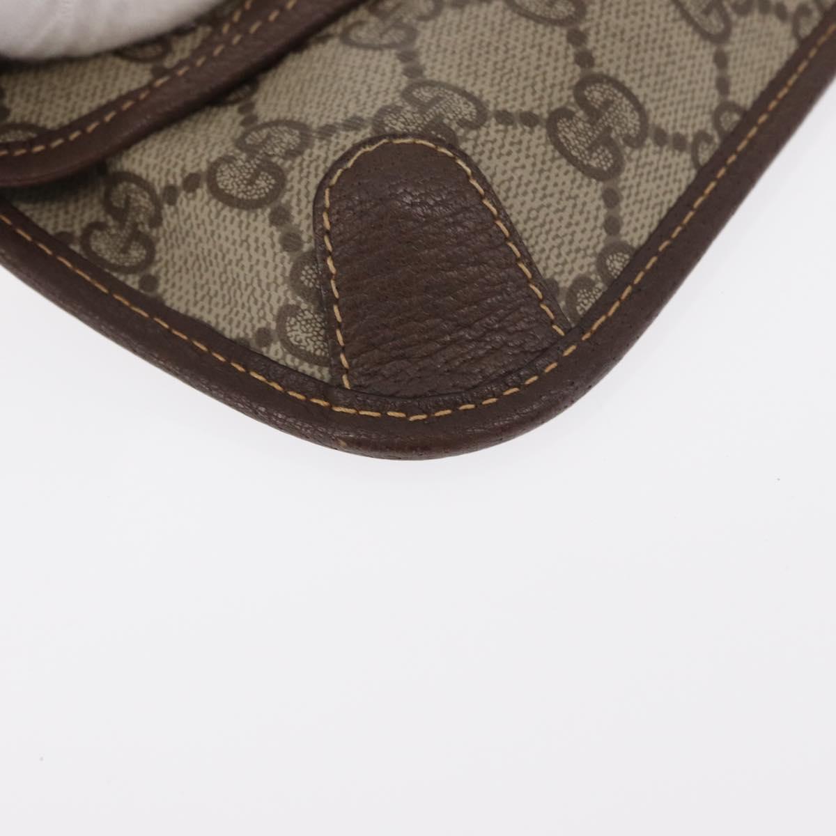 GUCCI Web Sherry Line GG Supreme Pouch PVC Beige Gold 014 14 5205 Auth 156065