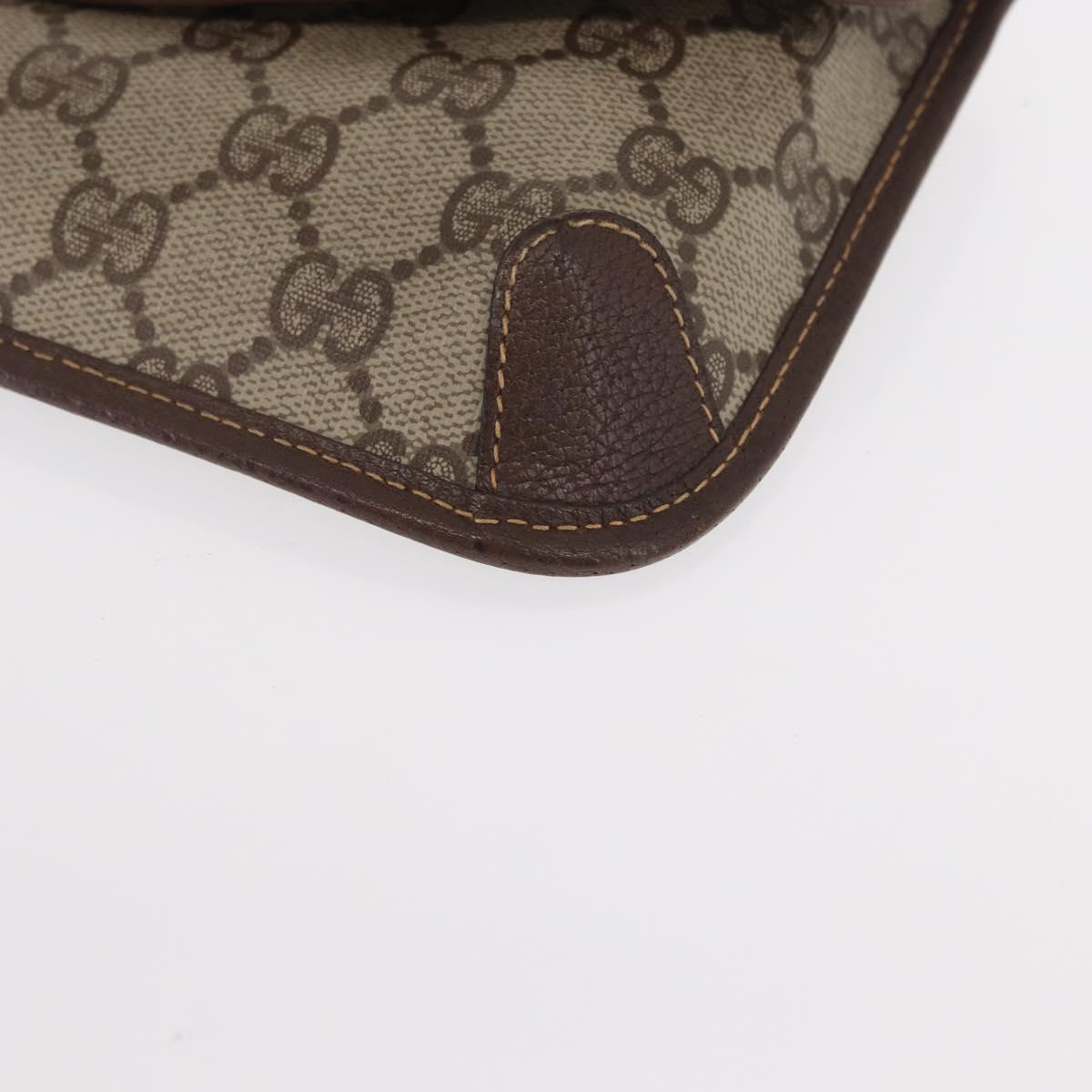 GUCCI Web Sherry Line GG Supreme Pouch PVC Beige Gold 014 14 5205 Auth 156065