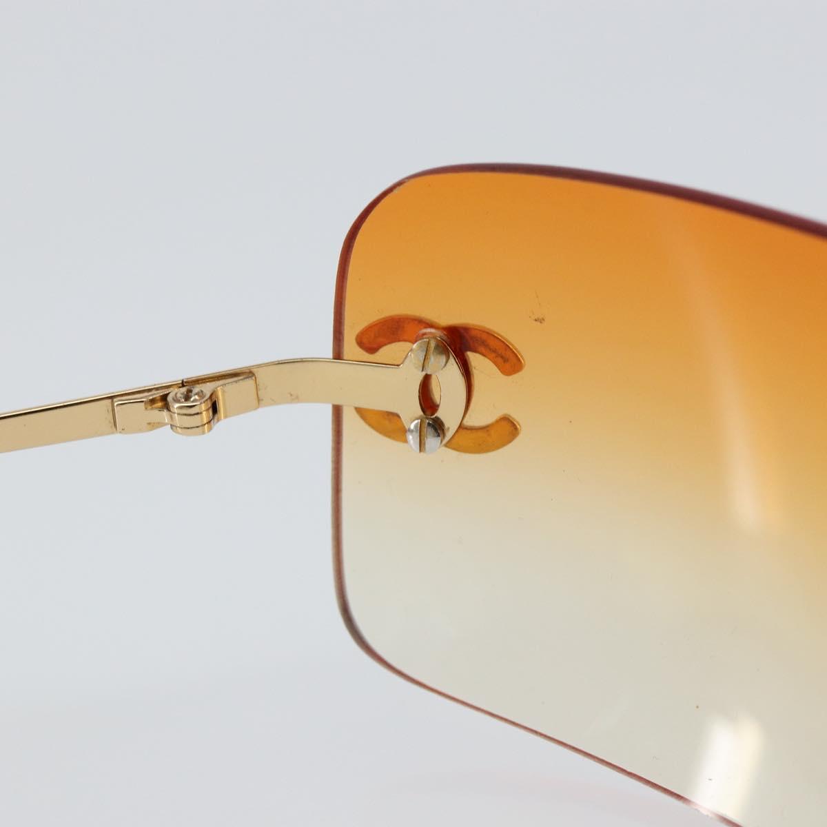 CHANEL COCO Mark Sunglasses metal Gold Tone 4017-D CC Auth 156067