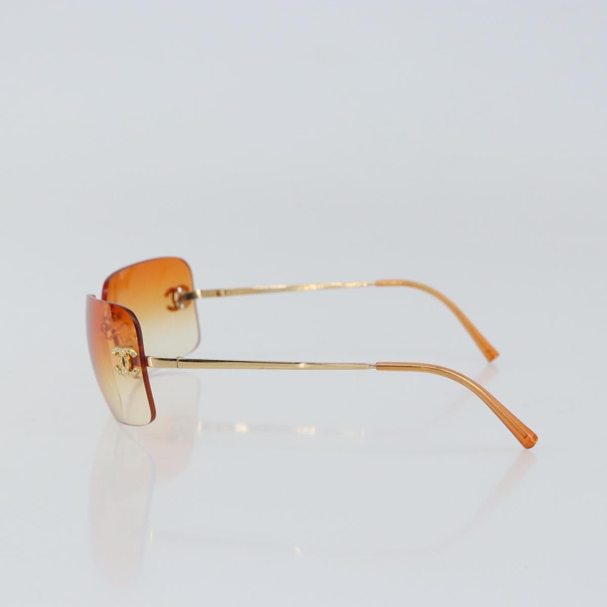 CHANEL COCO Mark Sunglasses metal Gold Tone 4017-D CC Auth 156067