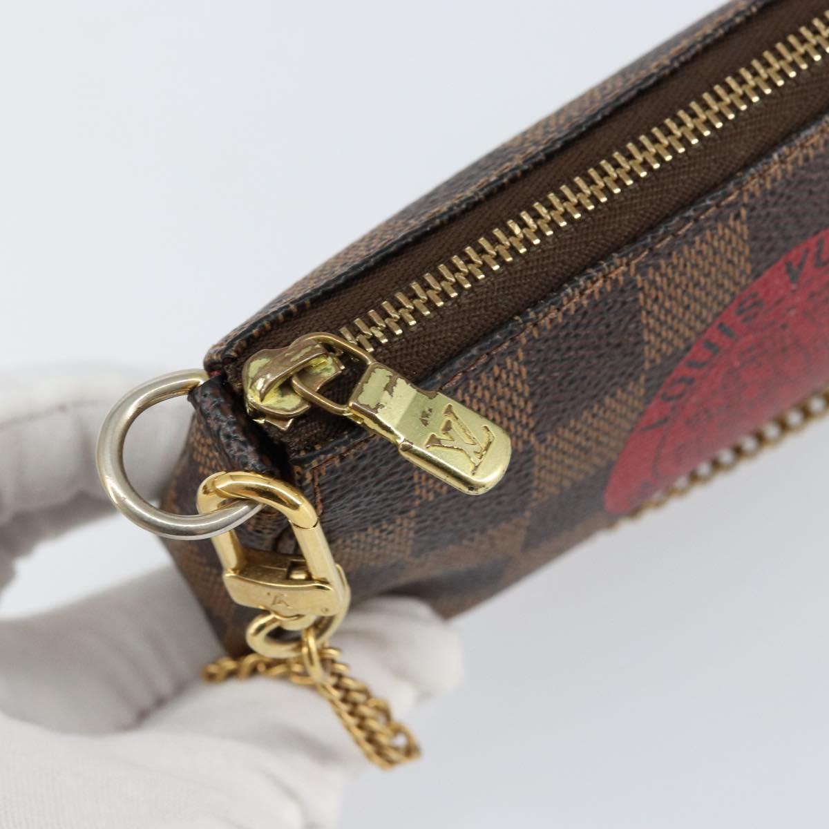 LOUIS VUITTON Damier Ebene T&B Mini Pochette Accessoires N58011 LV Auth 156077