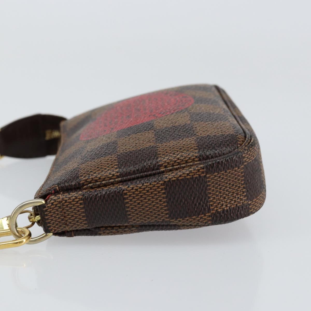 LOUIS VUITTON Damier Ebene T&B Mini Pochette Accessoires N58011 LV Auth 156077
