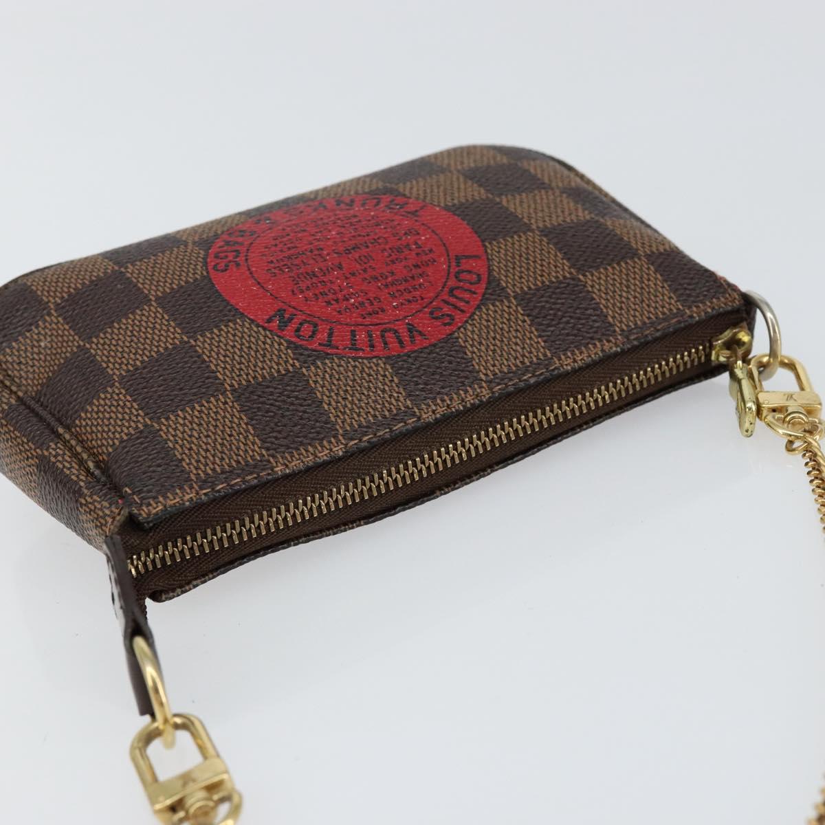 LOUIS VUITTON Damier Ebene T&B Mini Pochette Accessoires N58011 LV Auth 156077