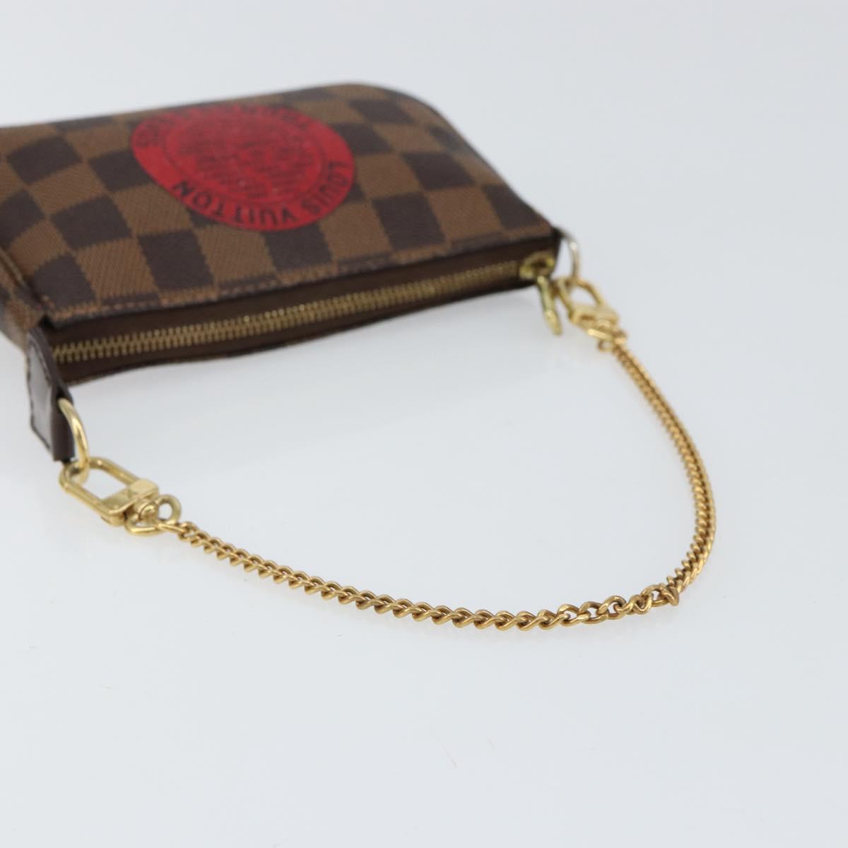 LOUIS VUITTON Damier Ebene T&B Mini Pochette Accessoires N58011 LV Auth 156077