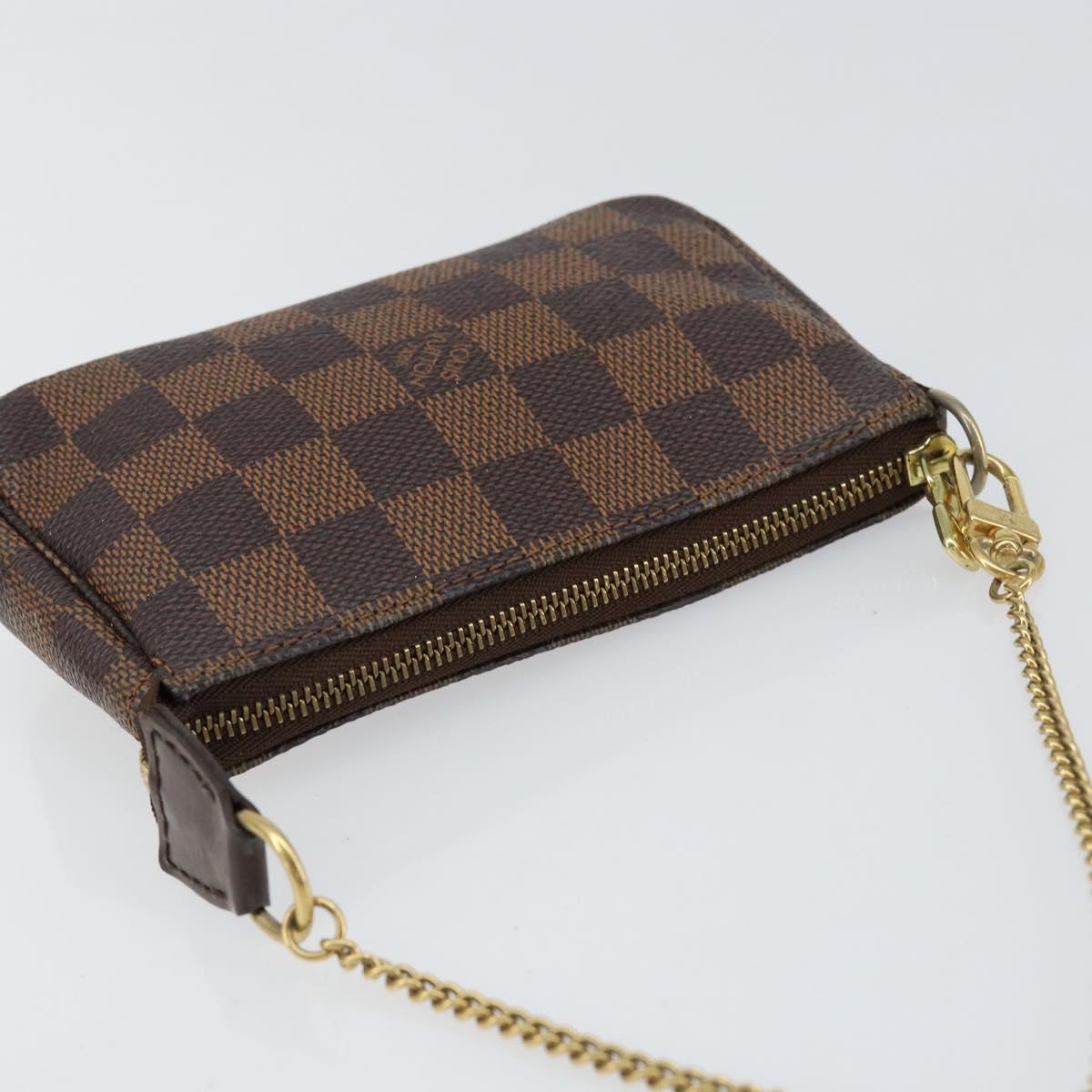 LOUIS VUITTON Damier Ebene Mini Pochette Accessoires Pouch N58009 LV Auth 156078