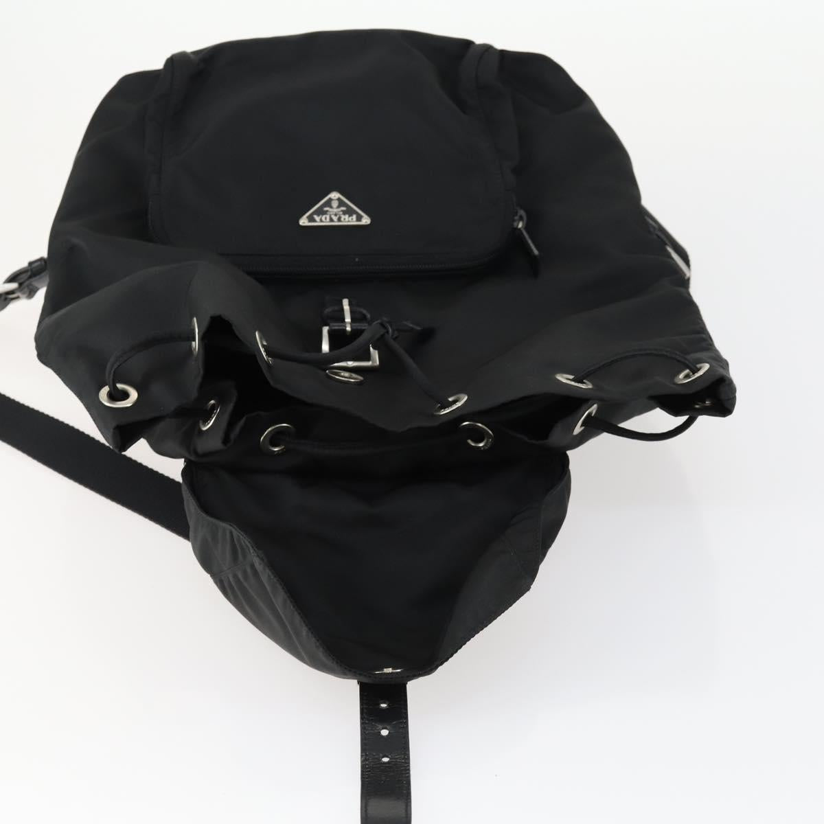 PRADA Backpack Nylon Black Silver Auth 156118