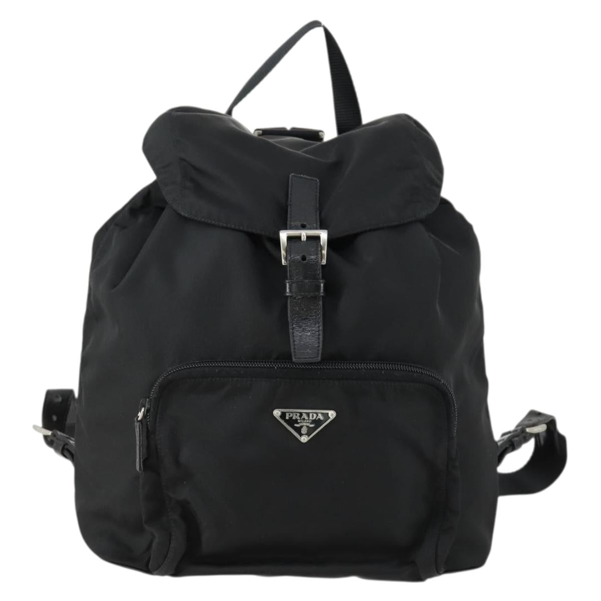 PRADA Backpack Nylon Black Silver Auth 156118