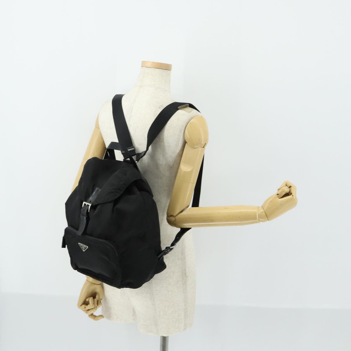 PRADA Backpack Nylon Black Silver Auth 156118