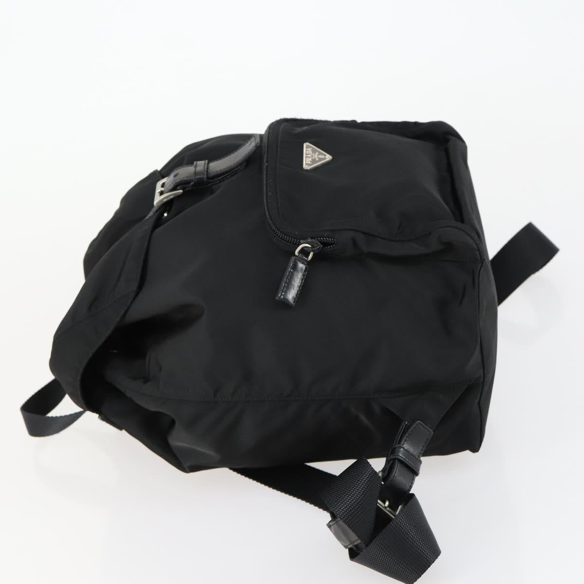 PRADA Backpack Nylon Black Silver Auth 156118