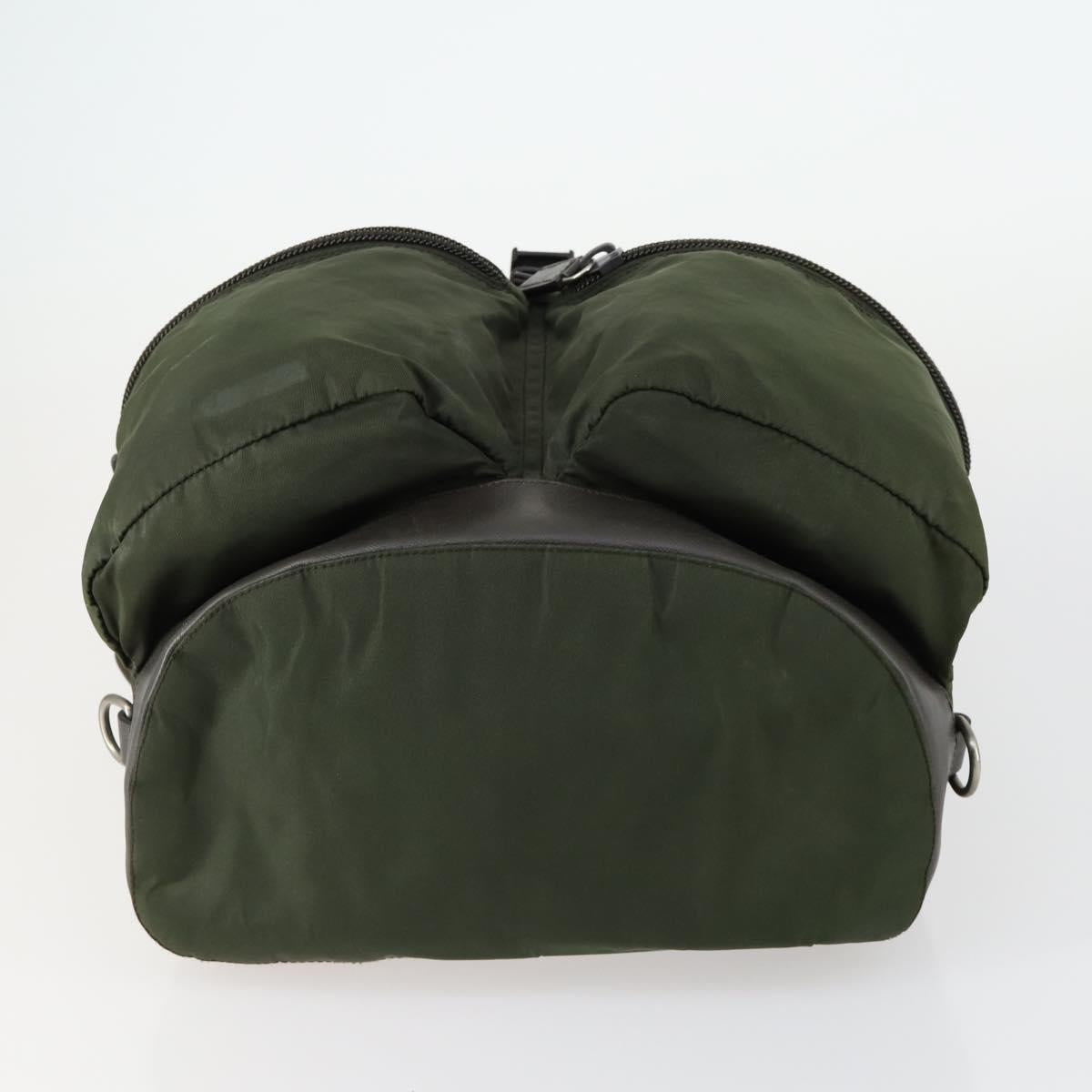 PRADA Backpack Nylon Khaki Silver Auth 156120