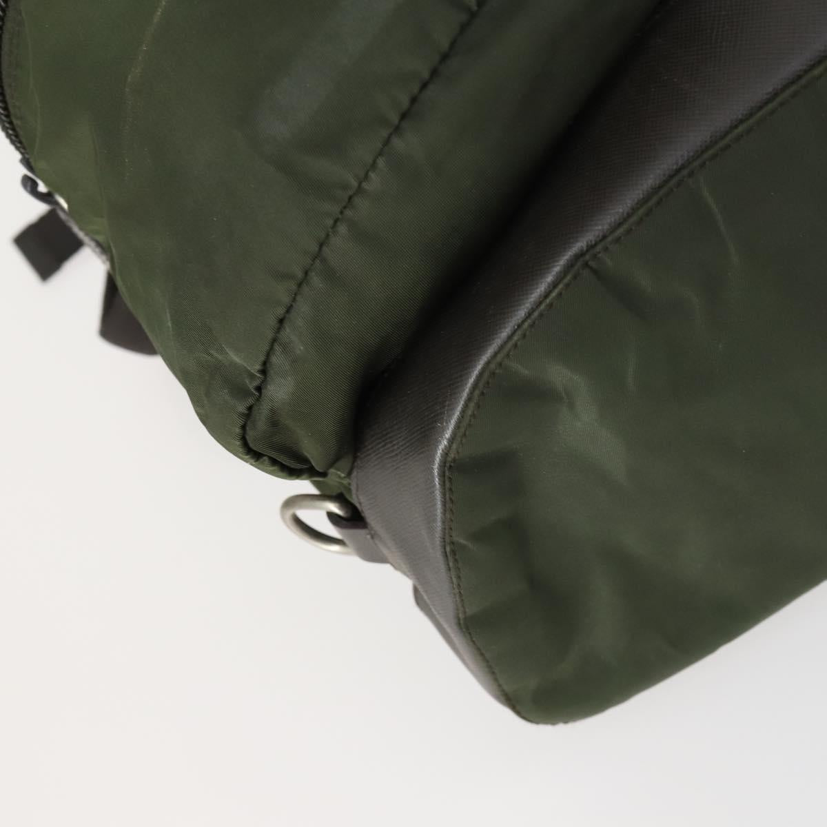 PRADA Backpack Nylon Khaki Silver Auth 156120