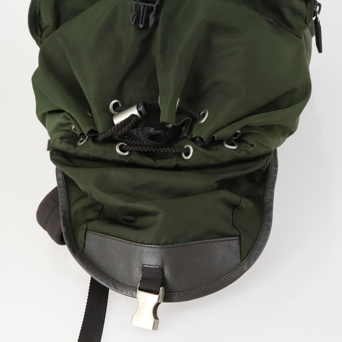 PRADA Backpack Nylon Khaki Silver Auth 156120