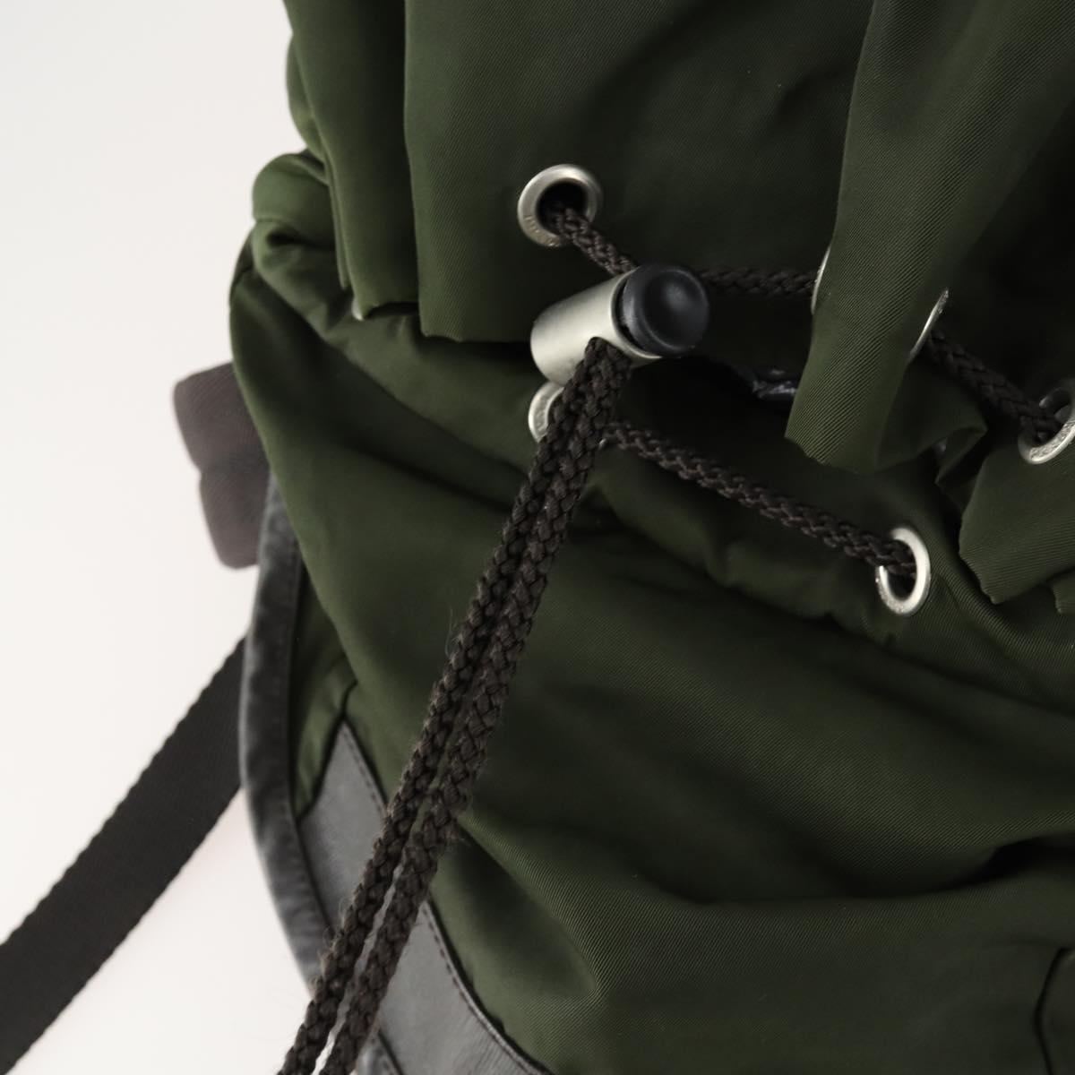 PRADA Backpack Nylon Khaki Silver Auth 156120