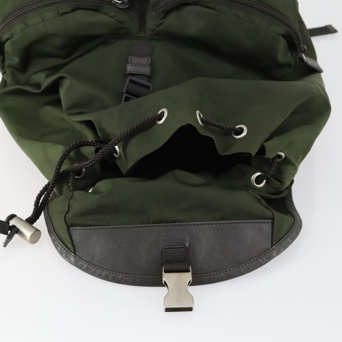 PRADA Backpack Nylon Khaki Silver Auth 156120