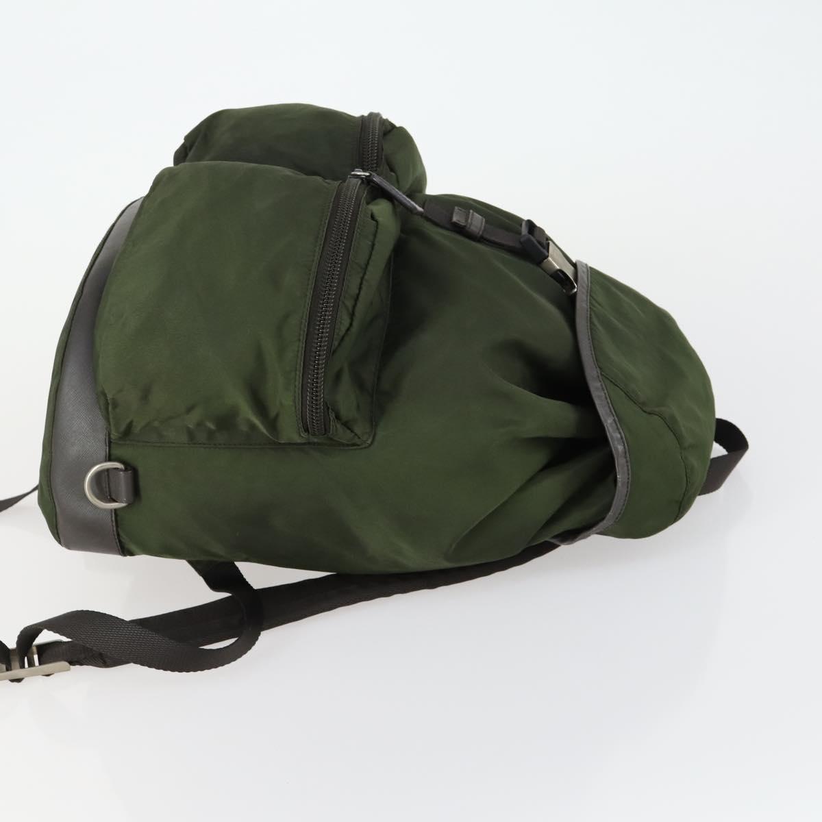PRADA Backpack Nylon Khaki Silver Auth 156120