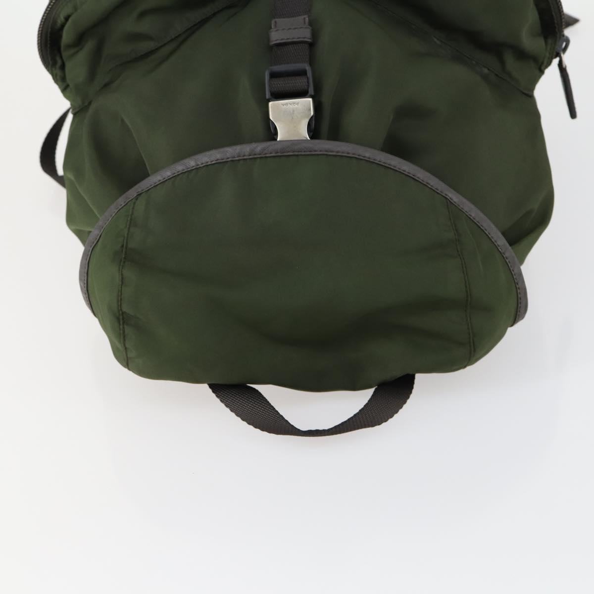 PRADA Backpack Nylon Khaki Silver Auth 156120