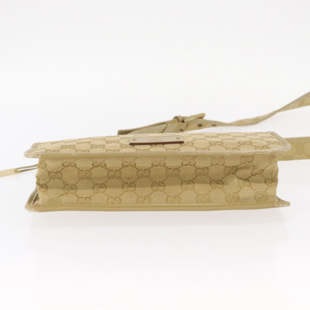 GUCCI GG Canvas Shoulder Bag Beige Gold 91762 Auth 156122