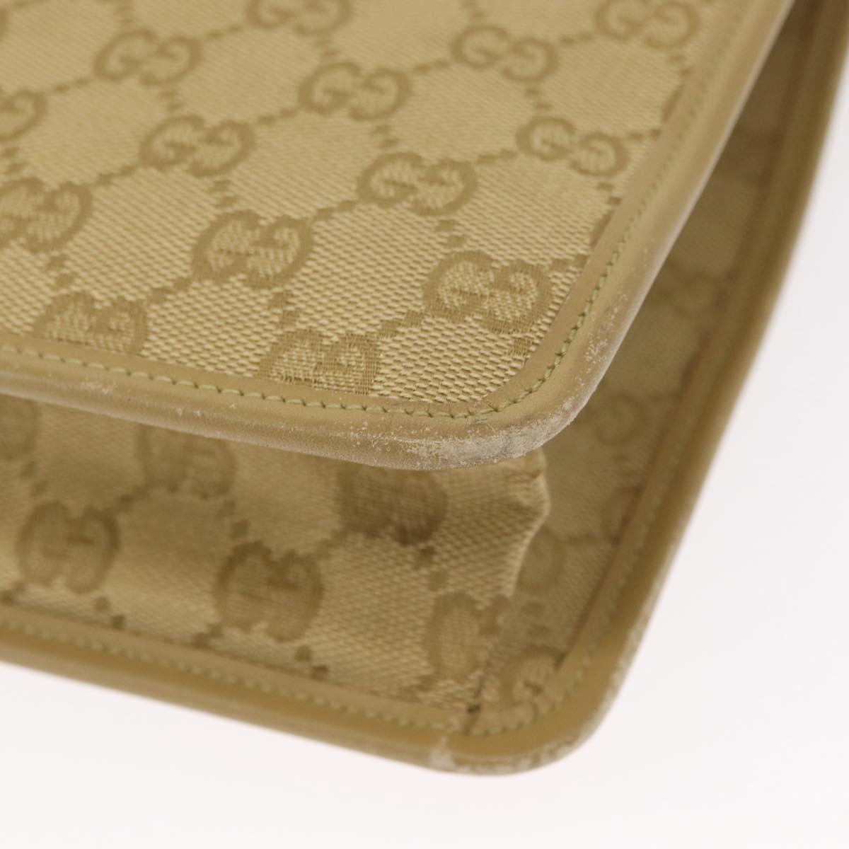 GUCCI GG Canvas Shoulder Bag Beige Gold 91762 Auth 156122