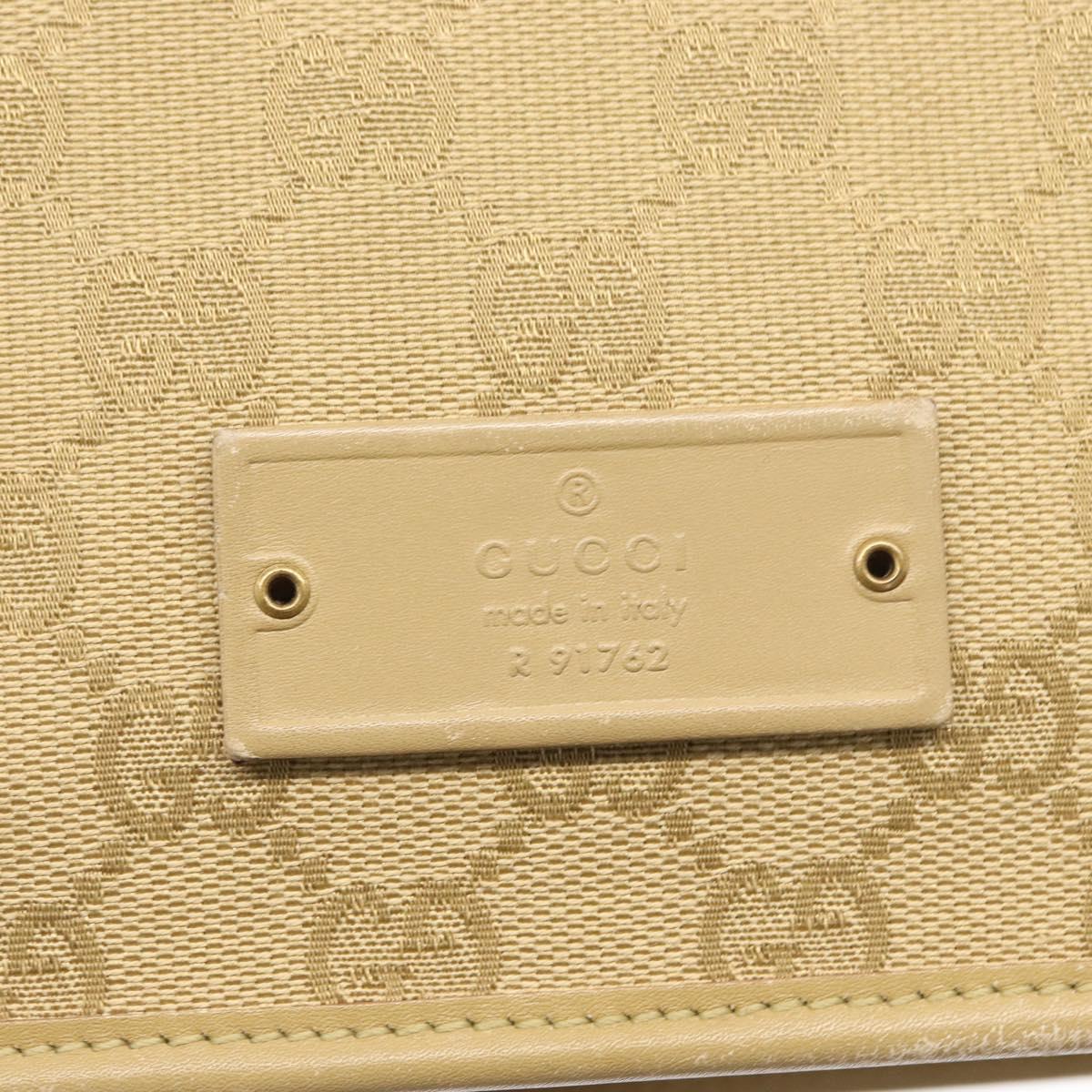 GUCCI GG Canvas Shoulder Bag Beige Gold 91762 Auth 156122