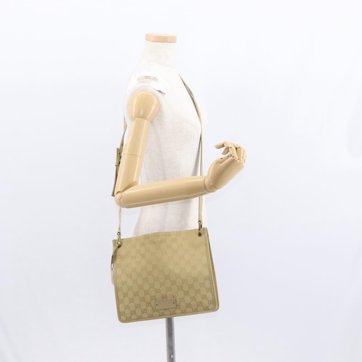 GUCCI GG Canvas Shoulder Bag Beige Gold 91762 Auth 156122