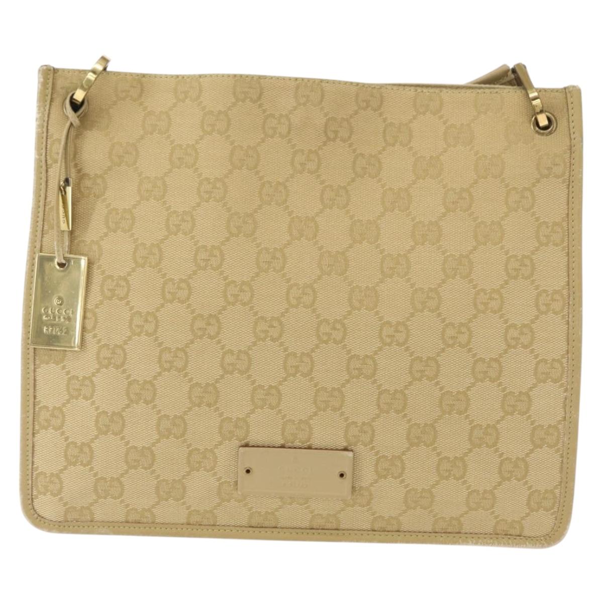 GUCCI GG Canvas Shoulder Bag Beige Gold 91762 Auth 156122
