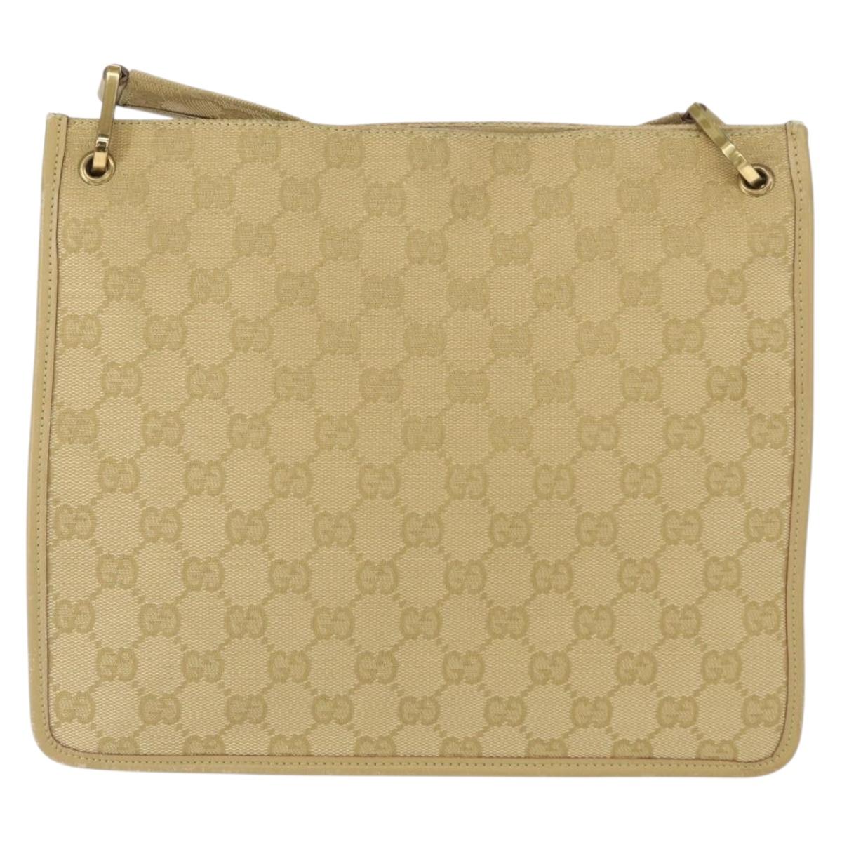 GUCCI GG Canvas Shoulder Bag Beige Gold 91762 Auth 156122