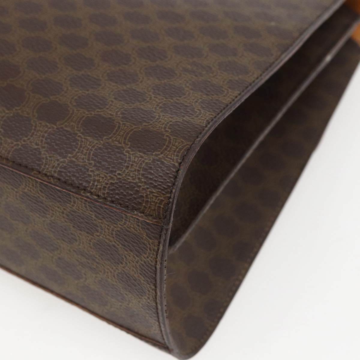 CELINE Macadam Canvas Hand Bag PVC Leather Brown Gold Auth 156125