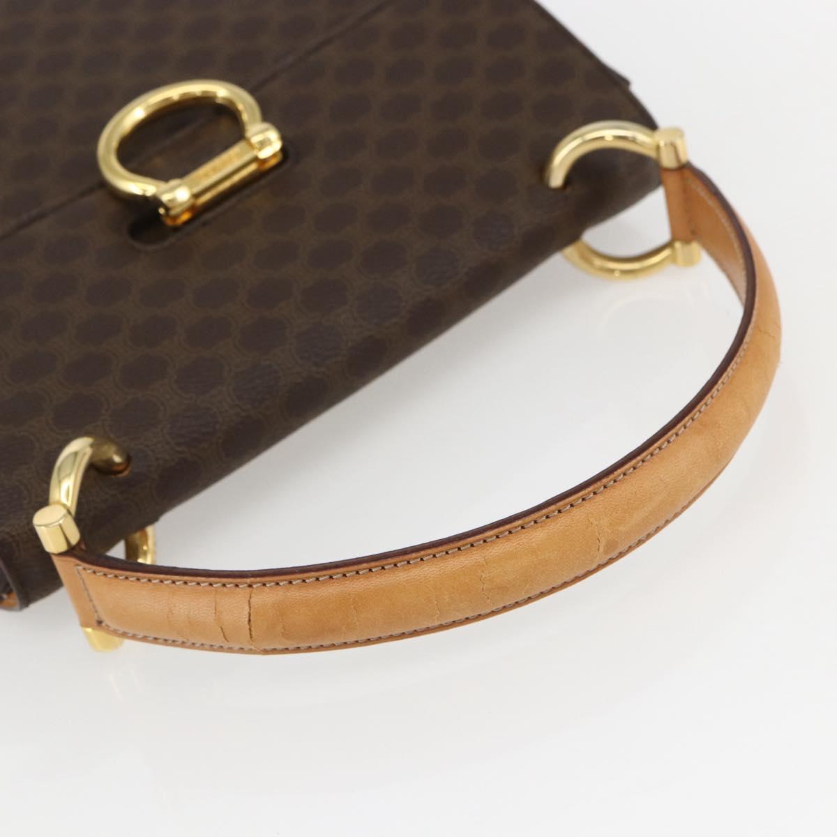 CELINE Macadam Canvas Hand Bag PVC Leather Brown Gold Auth 156125