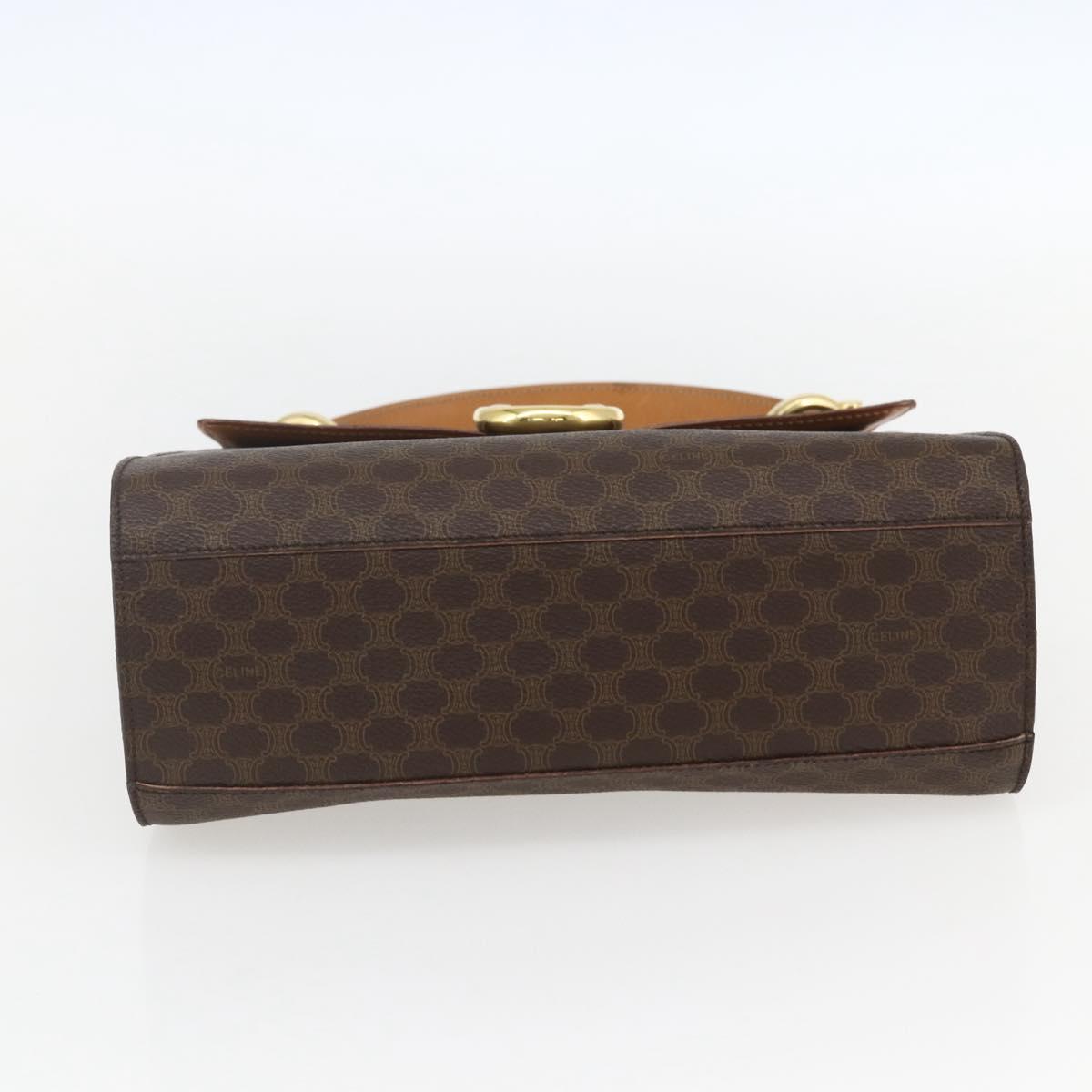 CELINE Macadam Canvas Hand Bag PVC Leather Brown Gold Auth 156125