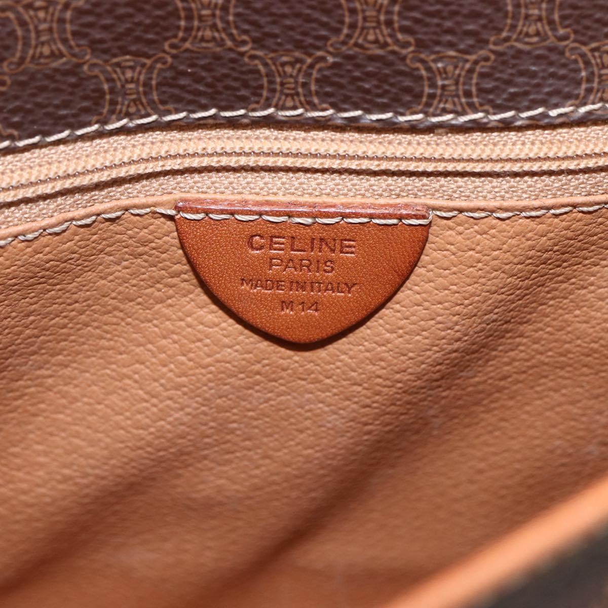 CELINE Macadam Canvas Shoulder Bag PVC Leather Brown Gold Auth 156126