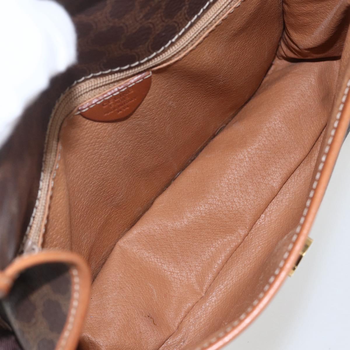 CELINE Macadam Canvas Shoulder Bag PVC Leather Brown Gold Auth 156126