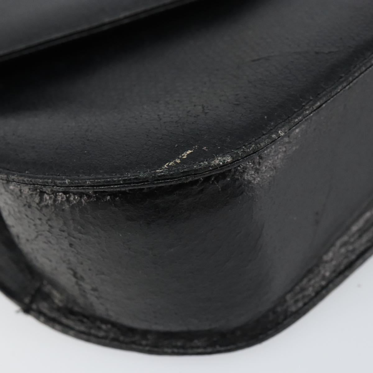 CELINE Shoulder Bag Leather Black Gold Auth 156127