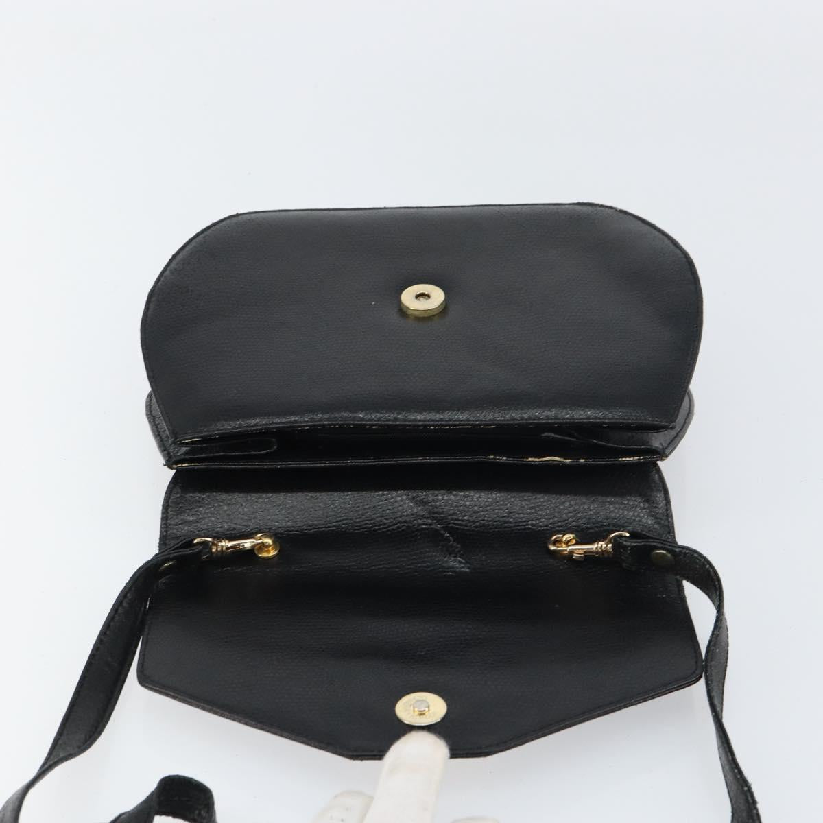 CELINE Shoulder Bag Leather Black Gold Auth 156127