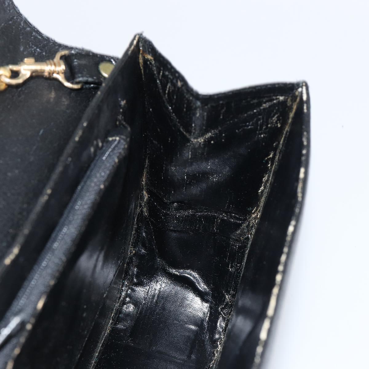 CELINE Shoulder Bag Leather Black Gold Auth 156127