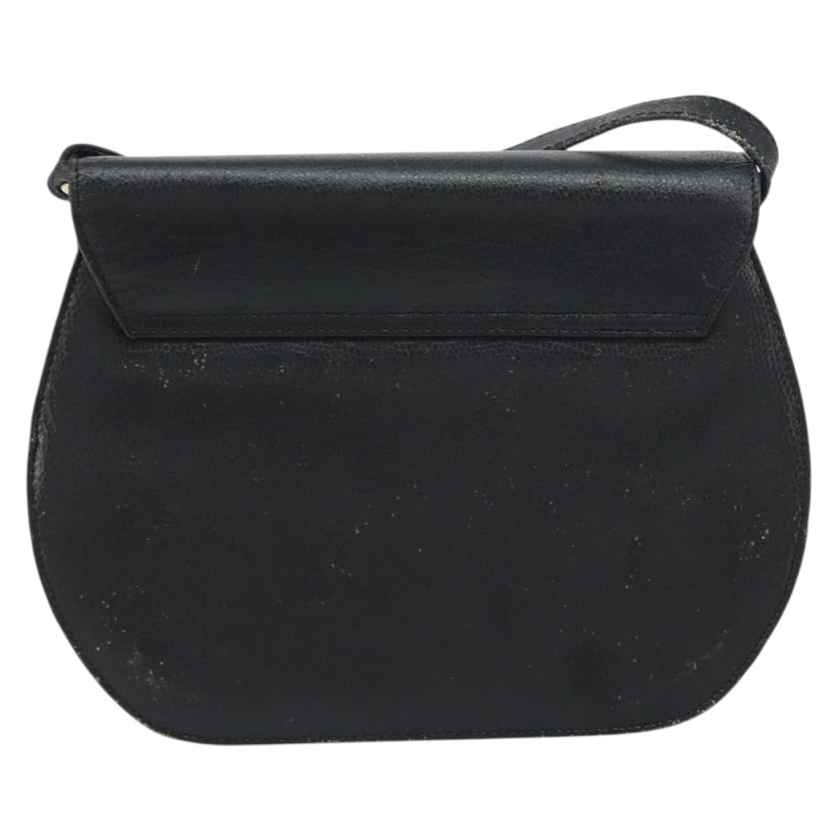 CELINE Shoulder Bag Leather Black Gold Auth 156127