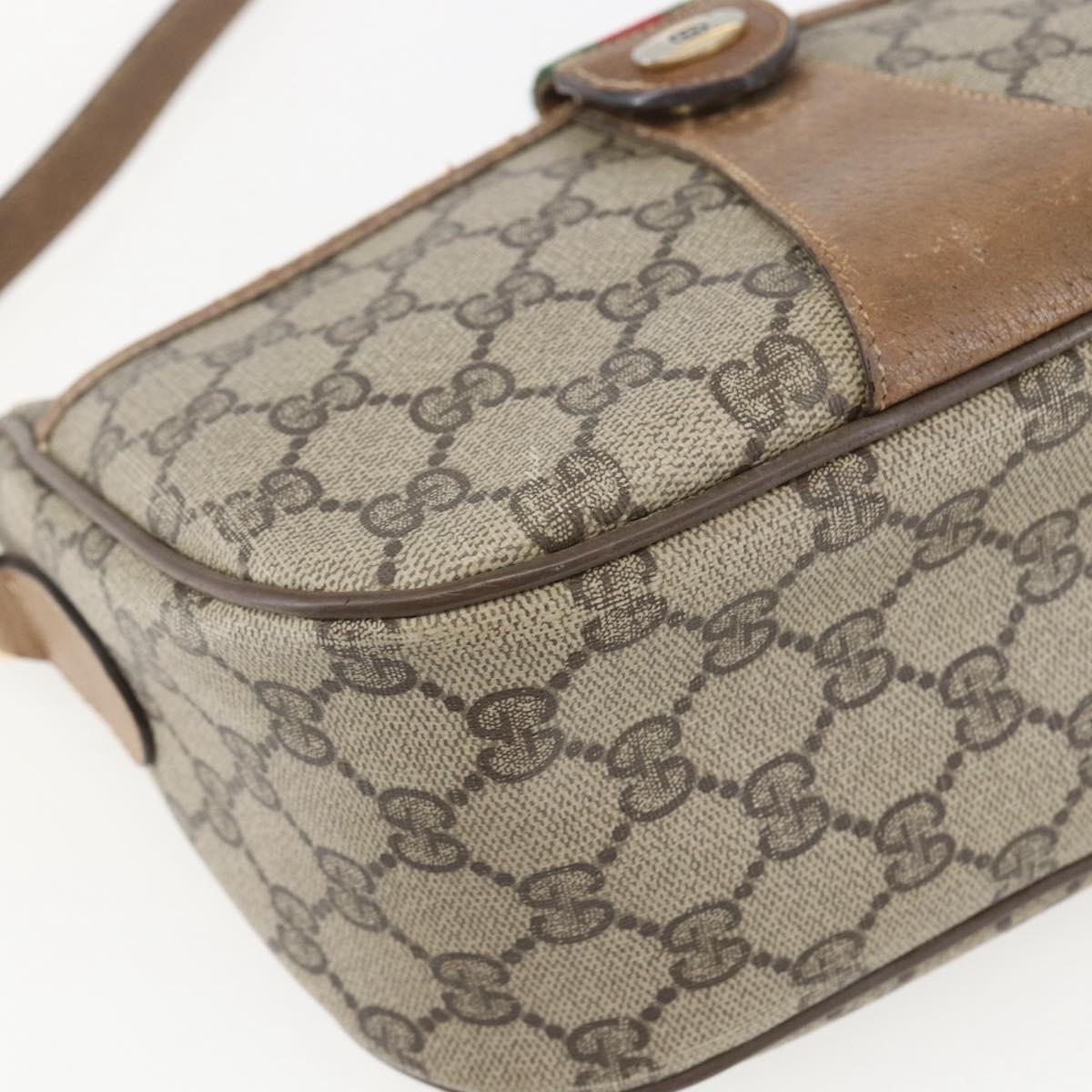 GUCCI GG Supreme Web Sherry Line Bag PVC Beige Gold 89 02 032 Auth 156128