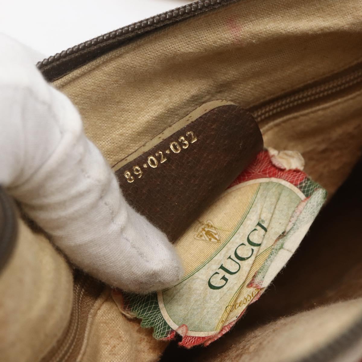 GUCCI GG Supreme Web Sherry Line Bag PVC Beige Gold 89 02 032 Auth 156128