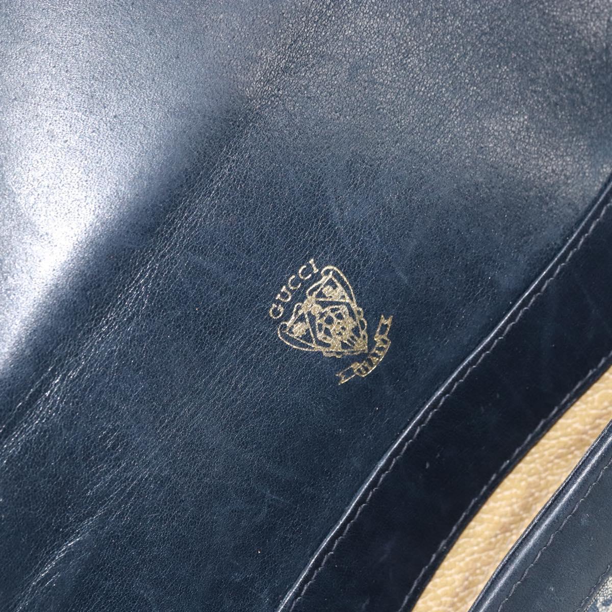 GUCCI GG Supreme Shoulder Bag PVC Navy Gold Auth 156129