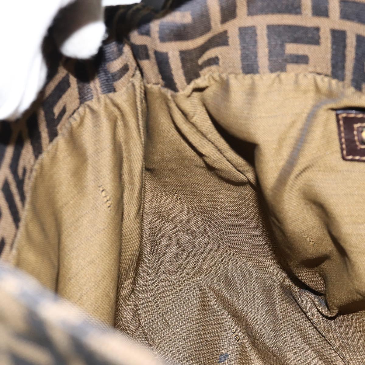 FENDI Zucca Canvas Shoulder Bag Black Brown Auth 156132