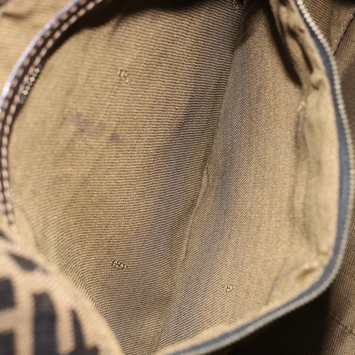 FENDI Zucca Canvas Shoulder Bag Black Brown Auth 156132