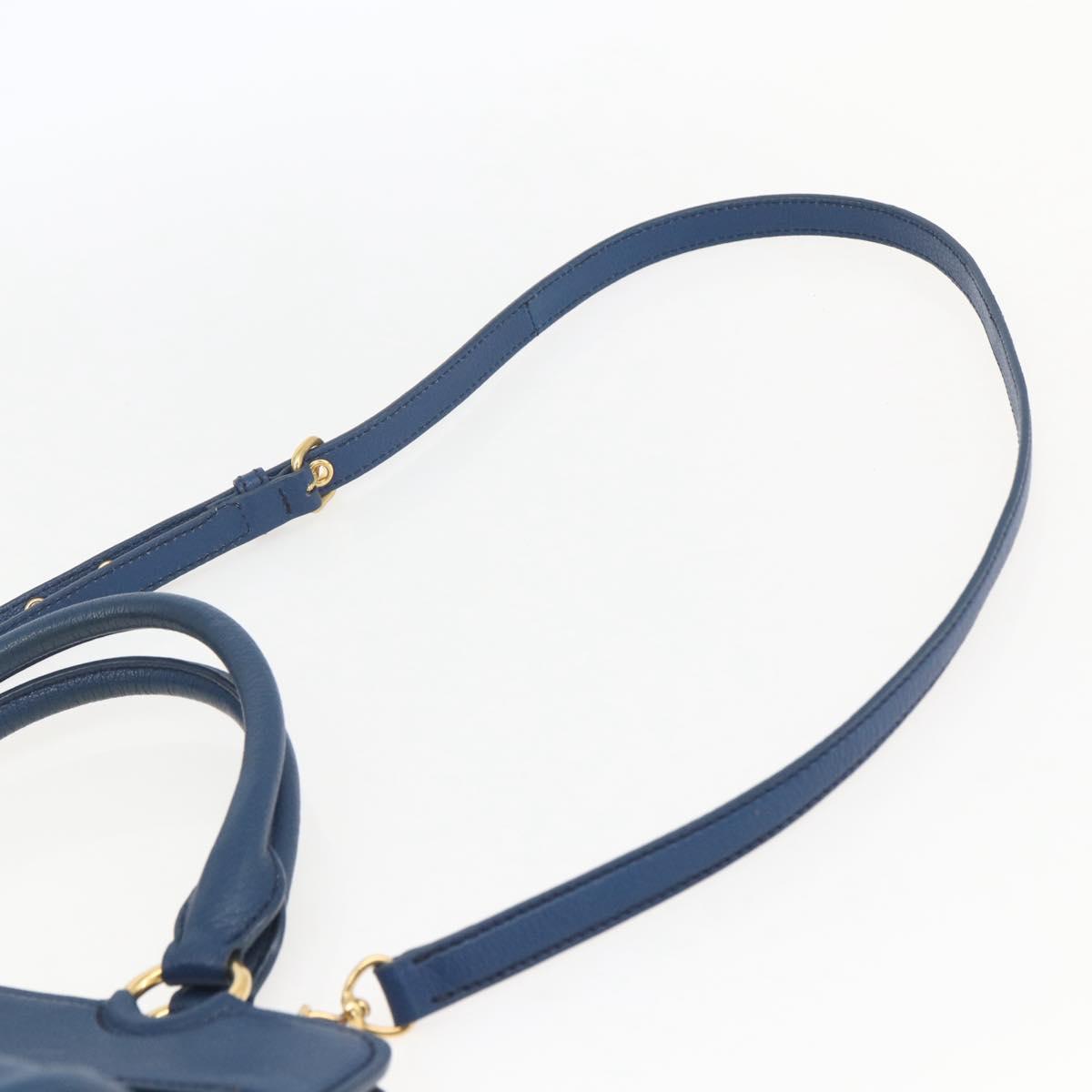 Miu Miu Hand Bag Leather 2way Blue Gold Auth 156133