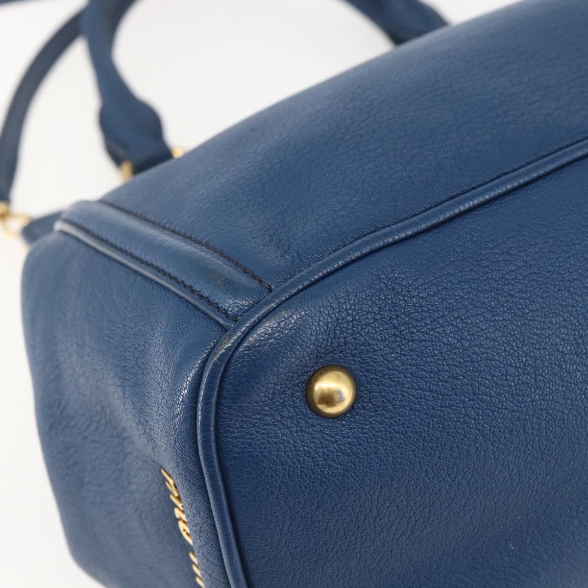Miu Miu Hand Bag Leather 2way Blue Gold Auth 156133